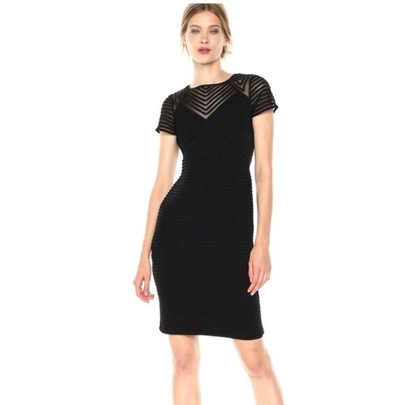 NWT Calvin Klein Short Sleeve Pin Tuck Dress Style Cd6a1q8c in black size 14 - Picture 1 of 12